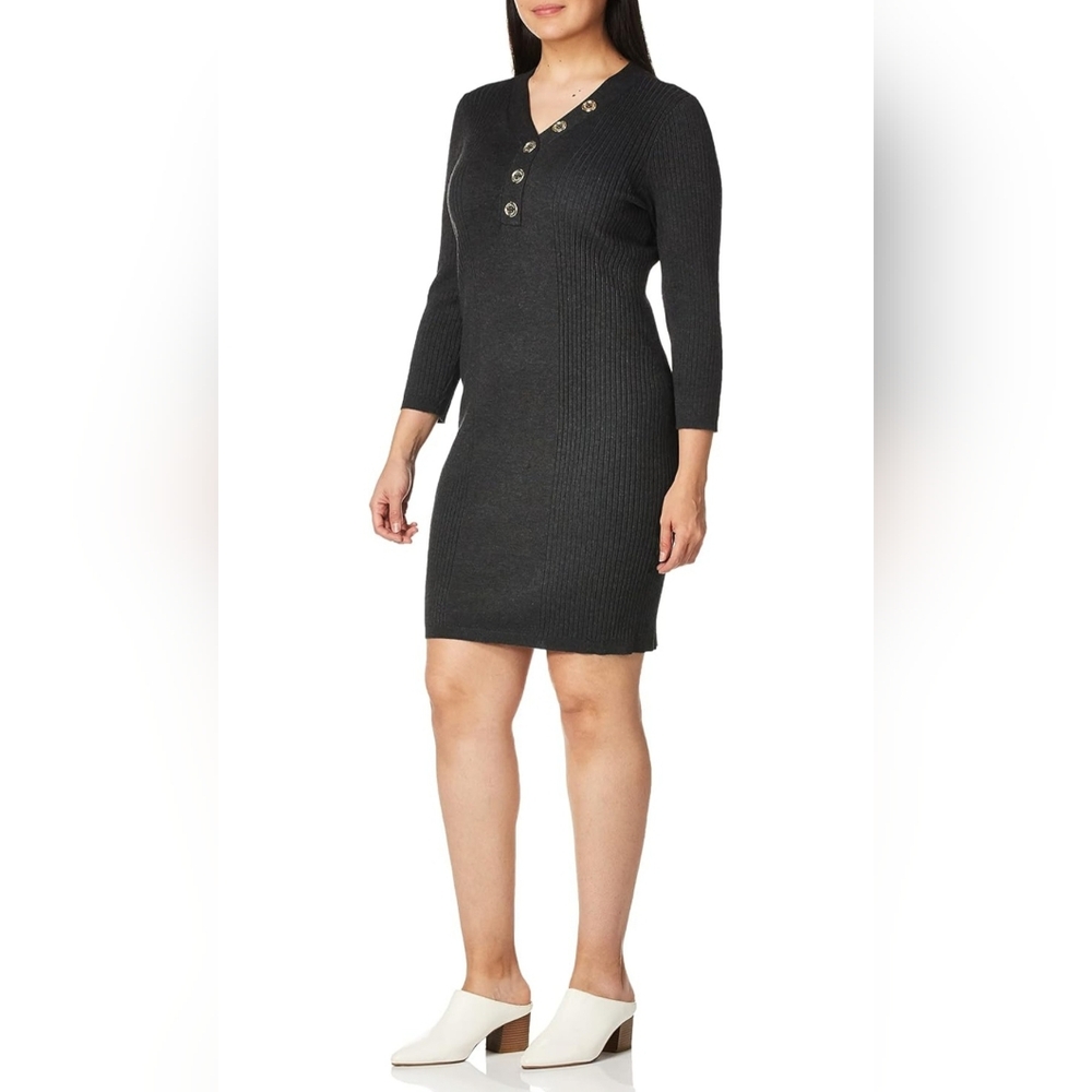 Tommy Hilfiger Women's Sweater Dress Deep Charcoal SIZE:L